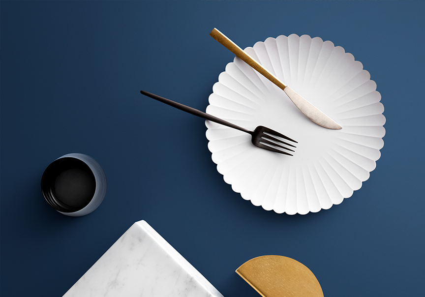 Flat lay featuring Laminex Colour Collection - French Navy